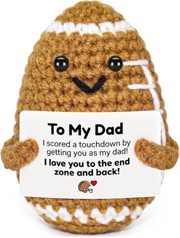 Fathers Day Dad Gifts from Daughter Son, Handmade Crochet Football Father's Day Birthday Gift for Dad, Unique Fathersday Present for Papa Stepdad Bonus Dads, Positive Pocket Hug Cozy Desk Decor in Saudi Arabia