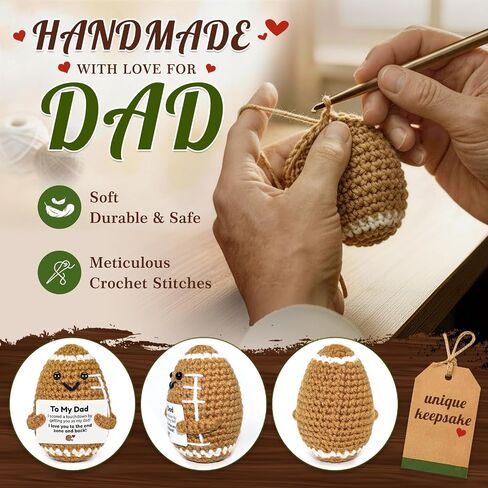 Fathers Day Dad Gifts from Daughter Son, Handmade Crochet Football Father's Day Birthday Gift for Dad, Unique Fathersday Present for Papa Stepdad Bonus Dads, Positive Pocket Hug Cozy Desk Decor in Saudi Arabia