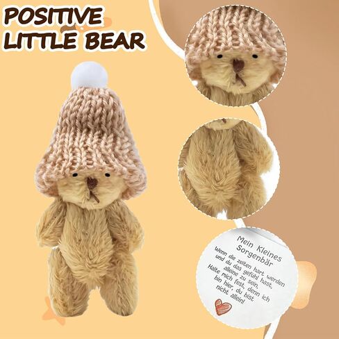 A Handmade Bear Wearing a hat, with an Encouraging Card Included in the Packaging. This Pocket-Sized Handmade Bear Brings Comfort to Adults—It's the for Loved Ones, Family, and Friends. in Saudi Arabia