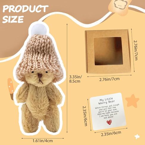 A Handmade Bear Wearing a hat, with an Encouraging Card Included in the Packaging. This Pocket-Sized Handmade Bear Brings Comfort to Adults—It's the for Loved Ones, Family, and Friends. in Saudi Arabia