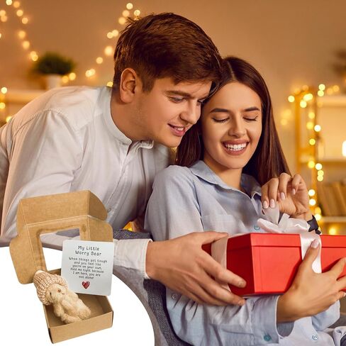 A Handmade Bear Wearing a hat, with an Encouraging Card Included in the Packaging. This Pocket-Sized Handmade Bear Brings Comfort to Adults—It's the for Loved Ones, Family, and Friends. in Saudi Arabia
