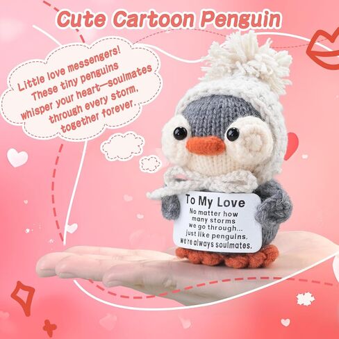 Handmade Crochet Penguin Gift Set for Boyfriend Girlfriend, Wife Husband, Beloved Lover & Couples - Romantic I Love You Present for Valentine's Day, Wedding Anniversary & Birthday in Saudi Arabia