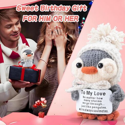 Handmade Crochet Penguin Gift Set for Boyfriend Girlfriend, Wife Husband, Beloved Lover & Couples - Romantic I Love You Present for Valentine's Day, Wedding Anniversary & Birthday in Saudi Arabia