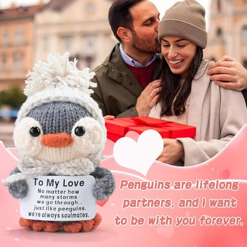 Handmade Crochet Penguin Gift Set for Boyfriend Girlfriend, Wife Husband, Beloved Lover & Couples - Romantic I Love You Present for Valentine's Day, Wedding Anniversary & Birthday in Saudi Arabia