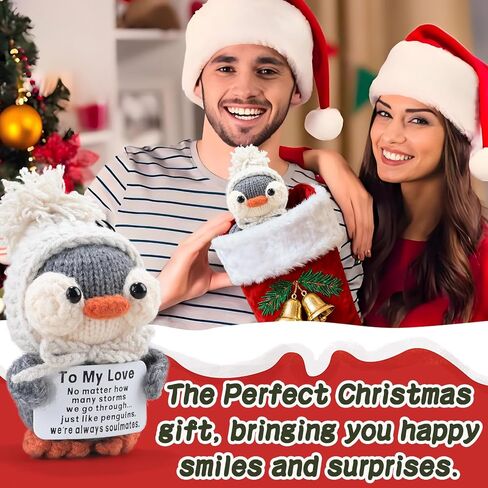 Handmade Crochet Penguin Gift Set for Boyfriend Girlfriend, Wife Husband, Beloved Lover & Couples - Romantic I Love You Present for Valentine's Day, Wedding Anniversary & Birthday in Saudi Arabia