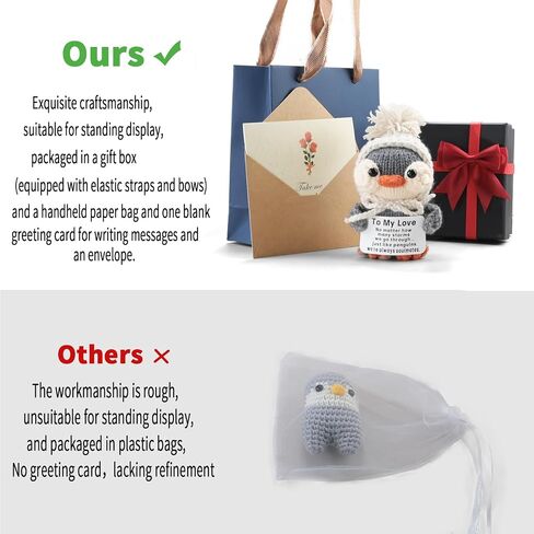 Handmade Crochet Penguin Gift Set for Boyfriend Girlfriend, Wife Husband, Beloved Lover & Couples - Romantic I Love You Present for Valentine's Day, Wedding Anniversary & Birthday in Saudi Arabia