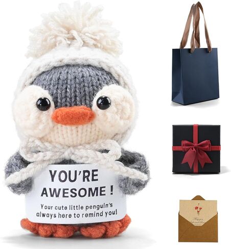 Handmade Crochet Penguin Gift Set for Boyfriend Girlfriend, Wife Husband, Beloved Lover & Couples - Romantic I Love You Present for Valentine's Day, Wedding Anniversary & Birthday in Saudi Arabia