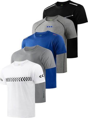 5 Pack Boys Shirts Athletic Dry Fit Short Sleeve T-Shirts Moisture Wicking Performance Tops for Sports 5-18Y in Kuwait