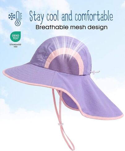 FURTALK Kids Sun Hat with Neck Flap Toddler Beach Bucket UPF 50+ Boys Girls Swim Hat in Kuwait