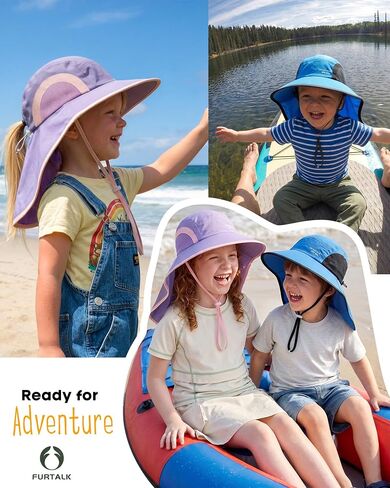 FURTALK Kids Sun Hat with Neck Flap Toddler Beach Bucket UPF 50+ Boys Girls Swim Hat in Kuwait