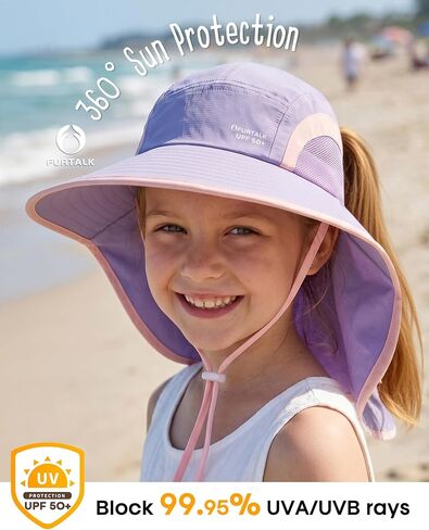 FURTALK Kids Sun Hat with Neck Flap Toddler Beach Bucket UPF 50+ Boys Girls Swim Hat in Kuwait