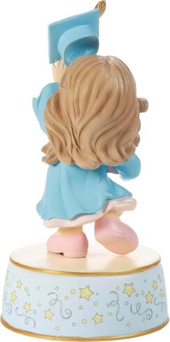 Precious Moments Graduation Musical for Girls | from Cap and Gown to New Horizons Brunette Girl in Blue Gown Resin Musical | Graduation Gift | Kindergarten Graduation in Kuwait
