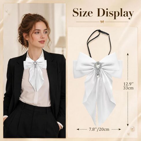 Oversized Womens Bow Tie, Pre-tied Big Bow Ties for Women Adjustable Sparkle Large Bowtie for Cosplay Uniform Party in Kuwait