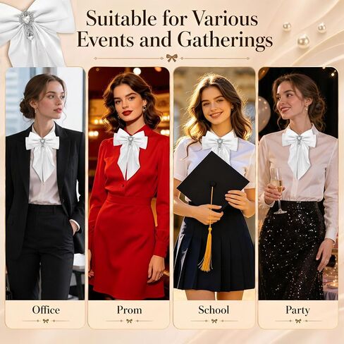 Oversized Womens Bow Tie, Pre-tied Big Bow Ties for Women Adjustable Sparkle Large Bowtie for Cosplay Uniform Party in Kuwait