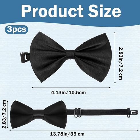 3Pcs Classic Boys Bow Ties Adjustable Kids Bows Tie Pre-tied Bowtie Wedding Formal Pretied Classic Solid Color Children Bows Tie Neck Bowtie for Men Women Kids Wedding Photo Costume Party Events in Kuwait