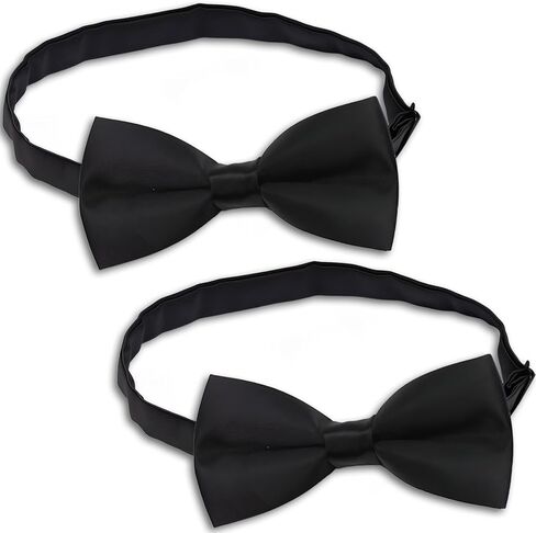 2 Pack Kids Bow Tie - Elegant Solid Color Satin Adjustable Neck Bowtie for Children's Wedding and Party Events in Kuwait