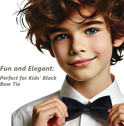 2 Pack Kids Bow Tie - Elegant Solid Color Satin Adjustable Neck Bowtie for Children's Wedding and Party Events in Kuwait