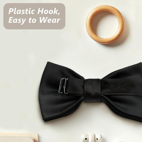 2 Pack Kids Bow Tie - Elegant Solid Color Satin Adjustable Neck Bowtie for Children's Wedding and Party Events in Kuwait