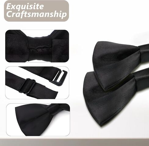 2 Pack Kids Bow Tie - Elegant Solid Color Satin Adjustable Neck Bowtie for Children's Wedding and Party Events in Kuwait