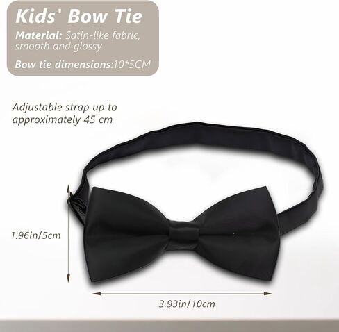 2 Pack Kids Bow Tie - Elegant Solid Color Satin Adjustable Neck Bowtie for Children's Wedding and Party Events in Kuwait