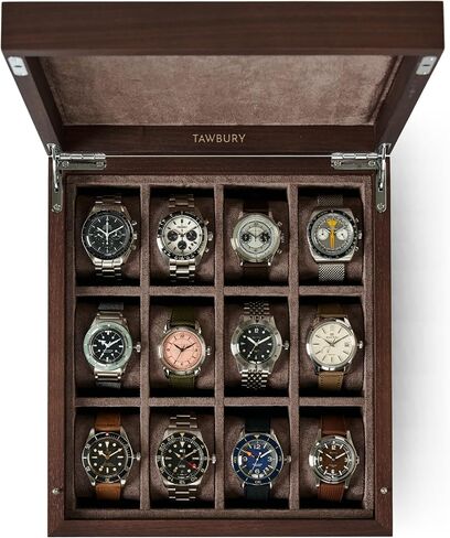 TAWBURY Wooden Watch Box for Men – 6 Watch Box Wood | Wooden Mens Watch Box Rustic | 6 Watch Case for Women & Men | Watch Collection Box for Men | Wrist Watch Storage Case for Men Wood in Kuwait