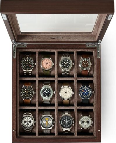 TAWBURY Wooden Watch Box for Men – 6 Watch Box Wood | Wooden Mens Watch Box Rustic | 6 Watch Case for Women & Men | Watch Collection Box for Men | Wrist Watch Storage Case for Men Wood in Kuwait