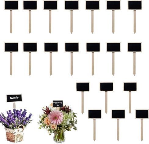 20 Pcs Mini Chalk Board Signs, Wood Garden Tags Display Flowers Vegetables, Chalkboard Gardening Plant Tags for Message Board Signs, Blackboard Nursery Plant Label Wedding Party Decorations in Saudi Arabia
