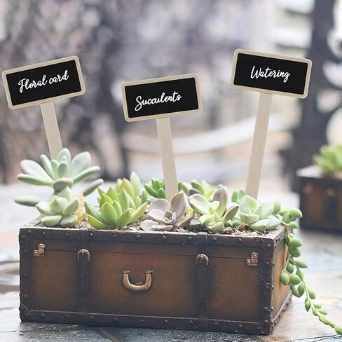 20 Pcs Mini Chalk Board Signs, Wood Garden Tags Display Flowers Vegetables, Chalkboard Gardening Plant Tags for Message Board Signs, Blackboard Nursery Plant Label Wedding Party Decorations in Saudi Arabia