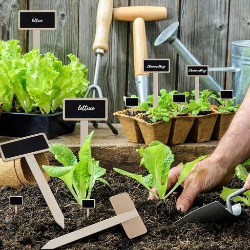 20 Pcs Mini Chalk Board Signs, Wood Garden Tags Display Flowers Vegetables, Chalkboard Gardening Plant Tags for Message Board Signs, Blackboard Nursery Plant Label Wedding Party Decorations in Saudi Arabia