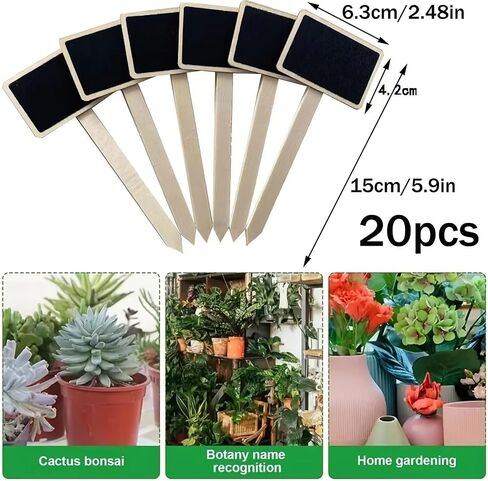 20 Pcs Mini Chalk Board Signs, Wood Garden Tags Display Flowers Vegetables, Chalkboard Gardening Plant Tags for Message Board Signs, Blackboard Nursery Plant Label Wedding Party Decorations in Saudi Arabia