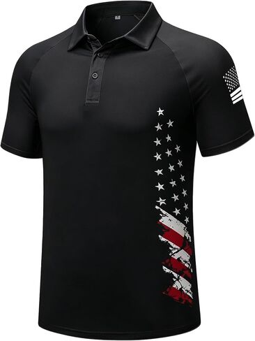 redgino Men's Patriotic Polo Shirts Stretch 1776 Independence Day USA Short Sleeve American Flag Graphic Golf Shirt in Kuwait