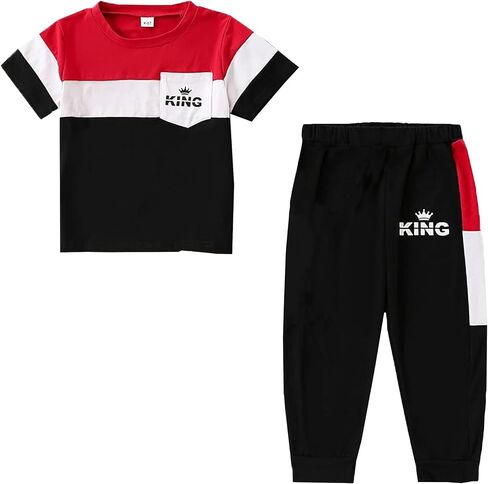 Boys Short Sleeve T-Shirt & Pants 4-Piece Set Boys Casual Clothes Size 4-8 Years Kid Outfits in Saudi Arabia