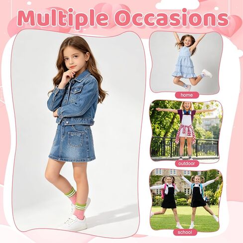 6 Pairs of Kids Athletic Socks, Crew Athletic Sock for Kids, Hearts Stripes Cotton Sock with High Ribbed Top Cuffs, Boys and Girls Socks 8-10 Years Old in Kuwait