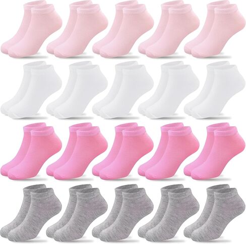 Duufin 20 Pairs Ankle Socks for Girls Low Cut Athletic Half Cushion Girls Socks Age 4-15 Years Old Kids Teen Youth in Kuwait
