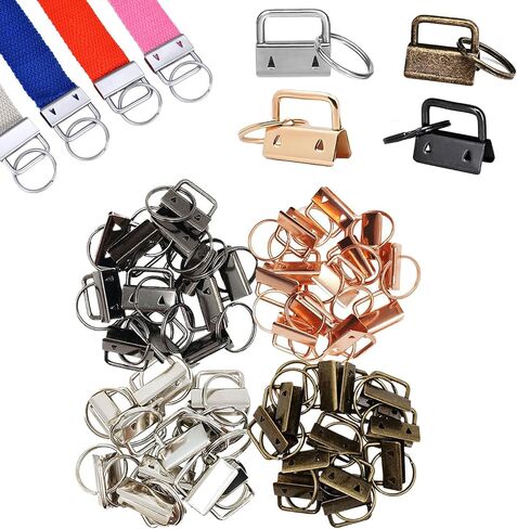 Key Fob Hardware Set, 4 Color（Gold Silver Black Bronze）, 1 Inch, 60 pcs with Pliers Tool,Lanyard Keychain Hardware, Glass Running Pliers with Jaws, Wristlet Clamp Hardware Supplies in Saudi Arabia