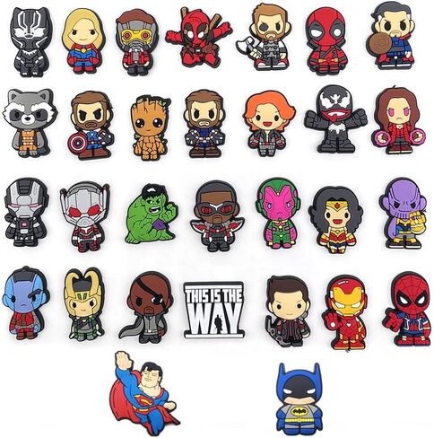 30Pcs superhero Shoe Decoration Charms for Croc Clog Sandals, Shoe Accessories Charms for Adults in Saudi Arabia