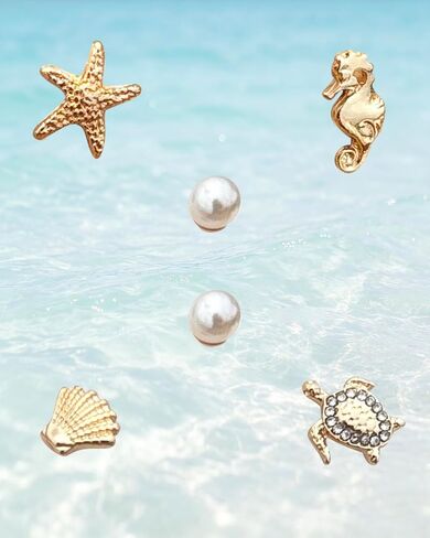 Detachable Ocean Charms for Flip Flops Sandals Shoe Accessories, Gold Plated DIY Beach Slipper Strap Decoration Charms Kit in Saudi Arabia