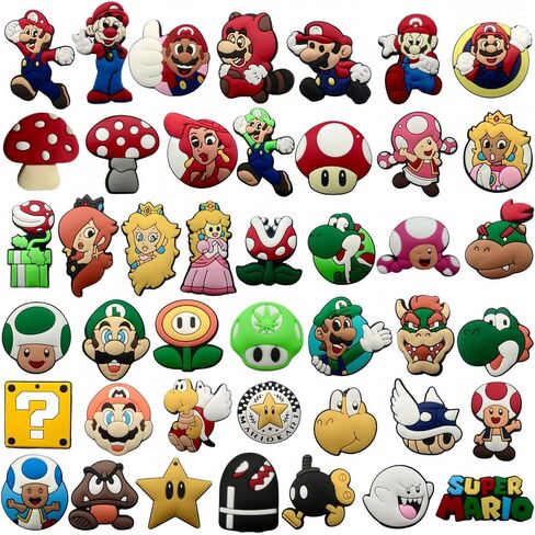43Pcs Mario Shoe Decoration Charms for Croc Clog Sandals, Cartoon Shoe Accessories Charms in Saudi Arabia