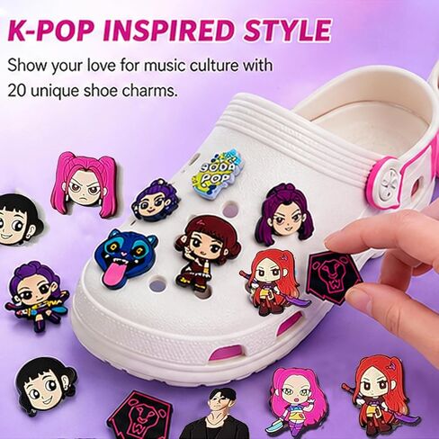 مجموعة سحر الأحذية Kpop المكونة من 20 قطعة، إكسسوارات سحرية لطيفة من مادة PVC، هدايا Merch مستوحاة من K-pop، ديكورات أحذية عصرية DIY لمحبي الحفلات in Kuwait