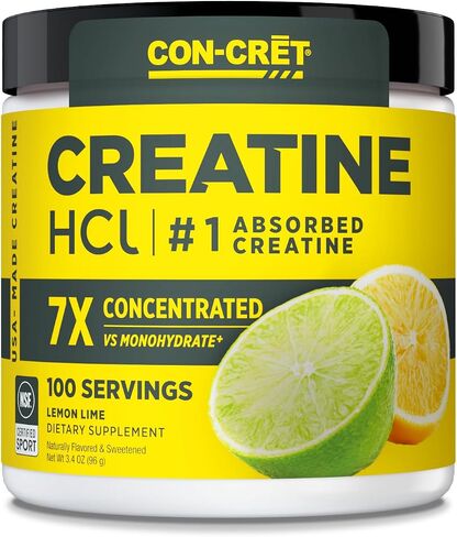 CON-CRET Creatine HCl Powder | Muscle, Cognitive, Cellular Energy Support | No Bloating or Cramps | USA Made & NSF Certified | Unflavored (100 Serving) in Saudi Arabia