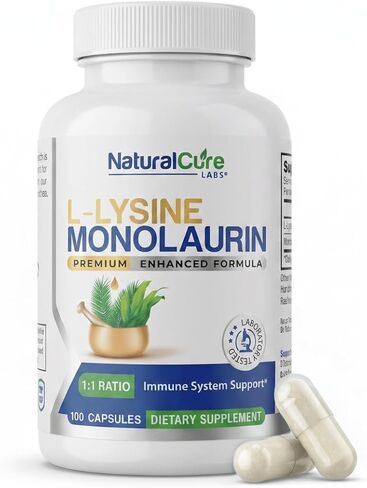 Natural Cure Labs L-Lysine with Monolaurin 600mg 1:1 Ratio, 100 Capsules in Saudi Arabia