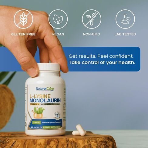 Natural Cure Labs L-Lysine with Monolaurin 600mg 1:1 Ratio, 100 Capsules in Saudi Arabia