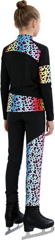 Girls Ice Skating 2 Pieces Set Long Sleeve Gymnastics Training Jackets Pants Set Figure Dance Suit Colorful 10 Years in Saudi Arabia