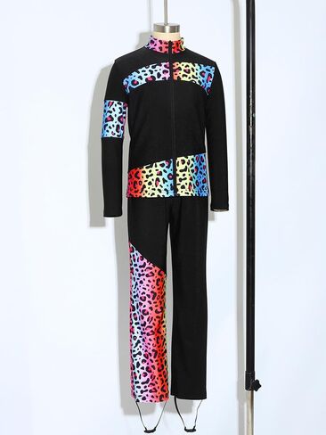 Girls Ice Skating 2 Pieces Set Long Sleeve Gymnastics Training Jackets Pants Set Figure Dance Suit Colorful 10 Years in Saudi Arabia