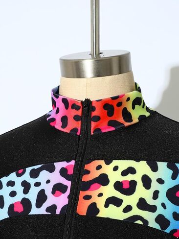 Girls Ice Skating 2 Pieces Set Long Sleeve Gymnastics Training Jackets Pants Set Figure Dance Suit Colorful 10 Years in Saudi Arabia