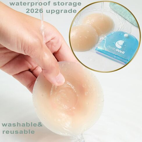 PRETTYWELL Nipple Covers for Women Waterproof Sticky Pasties, Reusable Ultra-Thin Silicone Nipple Petals Non Adhesive Center in Saudi Arabia