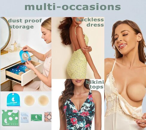 PRETTYWELL Nipple Covers for Women Waterproof Sticky Pasties, Reusable Ultra-Thin Silicone Nipple Petals Non Adhesive Center in Saudi Arabia