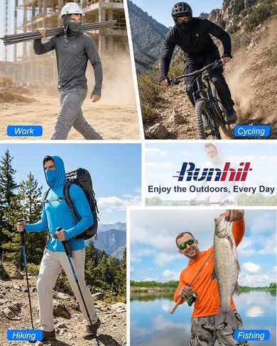 Runhit Mens UPF 50+ Fishing Shirt Hoodie with Mask UV Sun Protection Long Sleeve Shirt Rash Guard Hiking Lightweight Cooling in Saudi Arabia