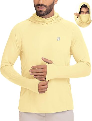 Runhit Mens UPF 50+ Fishing Shirt Hoodie with Mask UV Sun Protection Long Sleeve Shirt Rash Guard Hiking Lightweight Cooling in Saudi Arabia