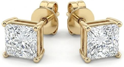1 to 5 Carat Lab Grown Diamond Stud Earrings in Round,Oval,Princess and Pear Cuts, 14K White or Yellow Gold, Screw Back/Push Back (E - VS1/VS2) Prong Setting, Jewelry for Women, Gift Box Included. in Saudi Arabia